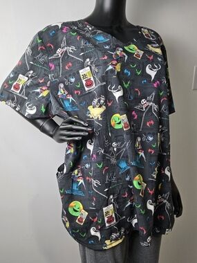 Disney Tim Burton's The Nightmare Befire Christmas Halloween  Scrub Shirt